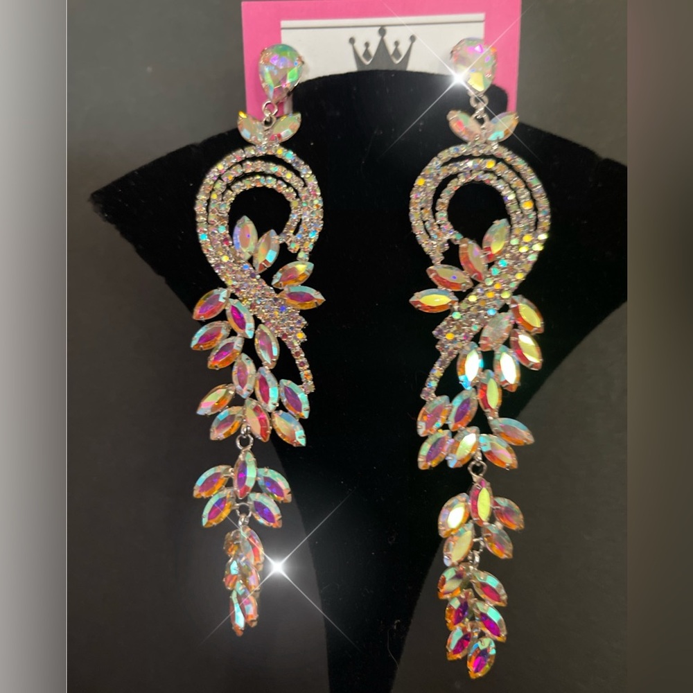 Elegant Silver and Iridescent Leaf Earrings